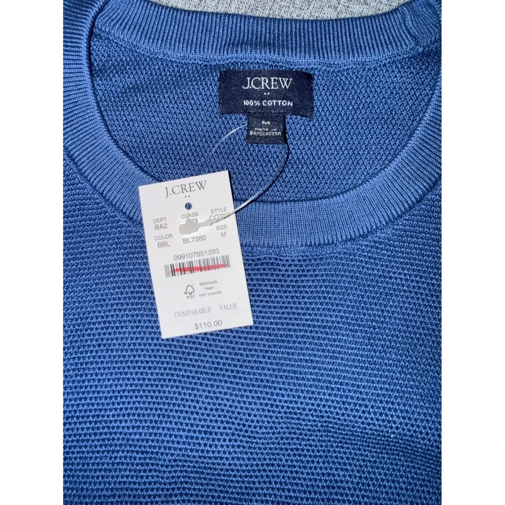 J.Crew Mens 100% Cotton Textured Waffle Knit Crewneck Sweater Lot 2 Blue Green M